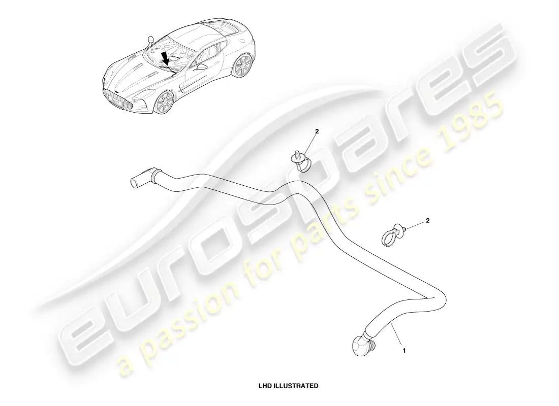aston martin one-77 (2011) conjunto de manguera de vacío diagrama de piezas