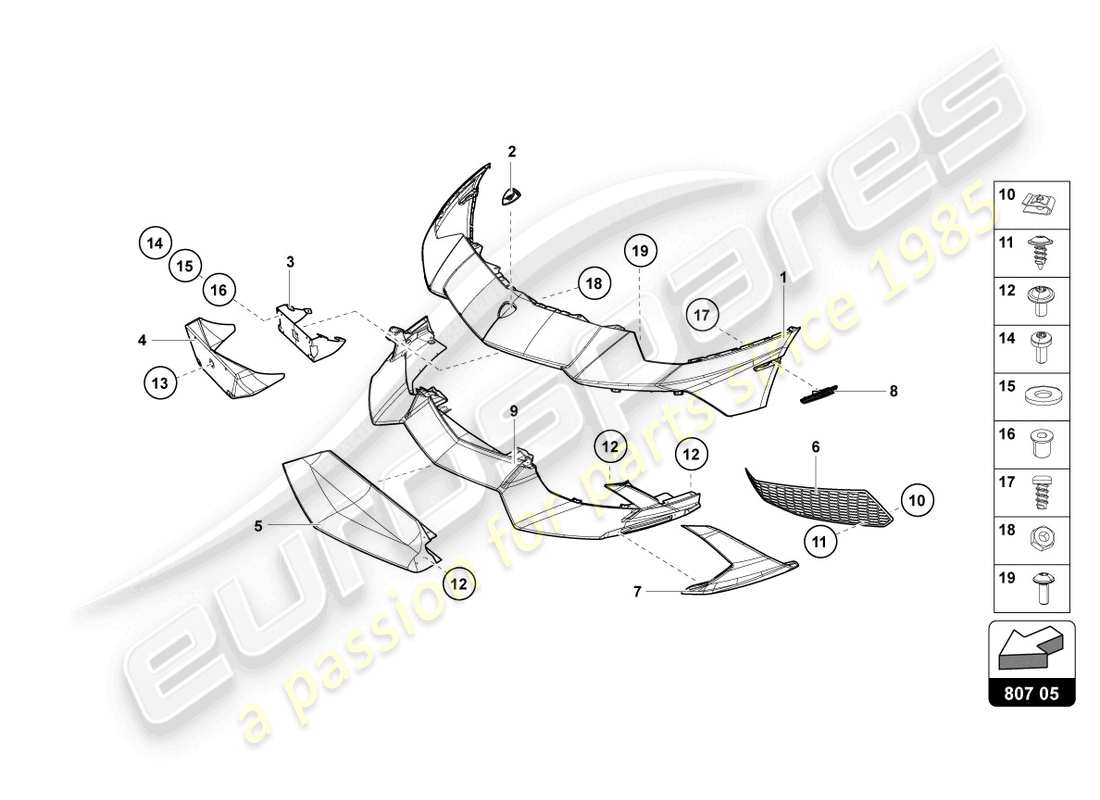 lamborghini lp720-4 roadster 50 (2014) parachoques, completo diagrama de piezas