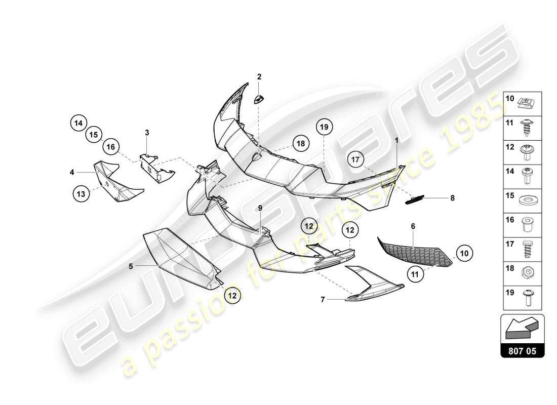 lamborghini lp720-4 roadster 50 (2014) parachoques completo diagrama de pieza