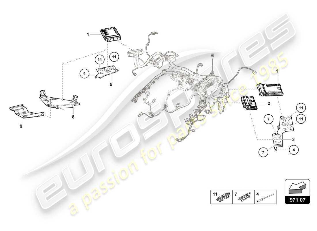 lamborghini lp610-4 avio (2017) diagrama de piezas de la unidad de control del motor