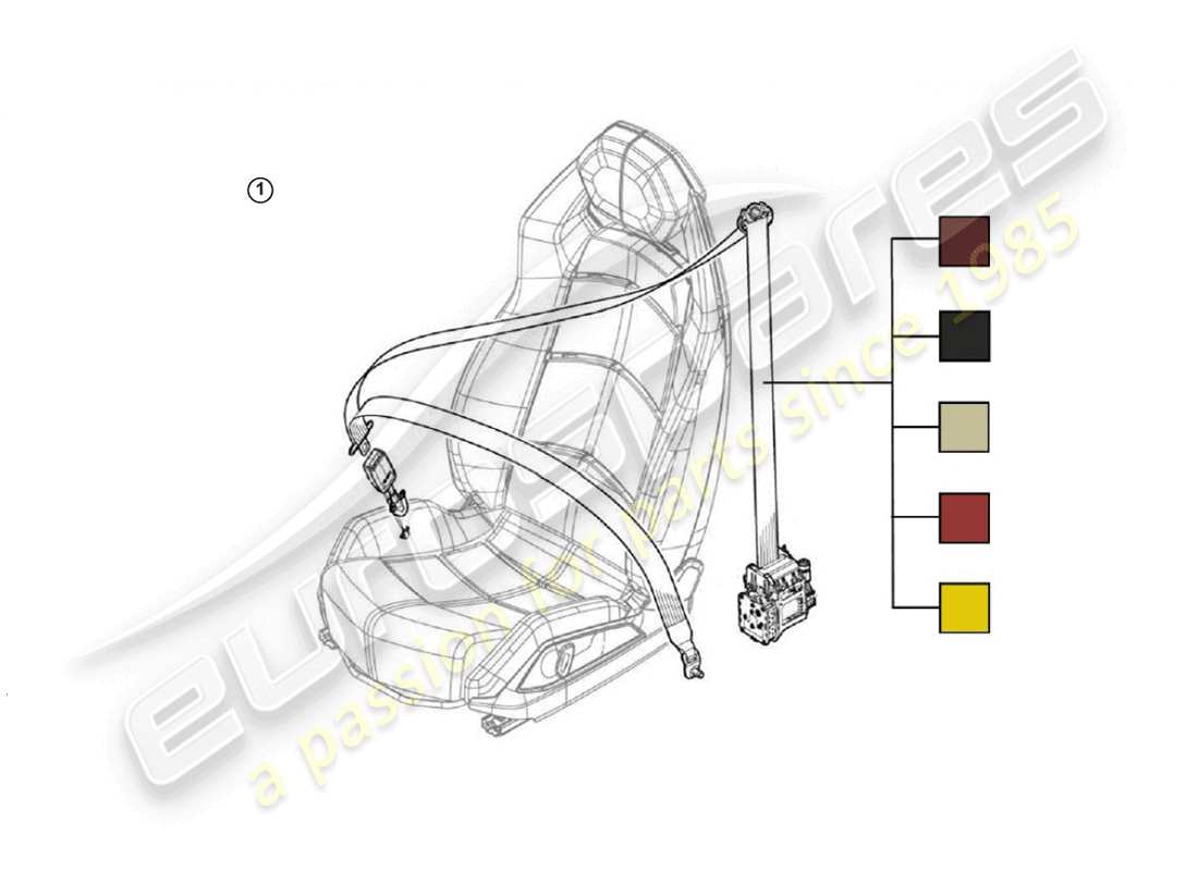 lamborghini huracan lp610-4 coupe (accessories) 1 set: cinturón de seguridad con carrete de inercia de tres puntos y hebilla de botón de presión diagrama de piezas