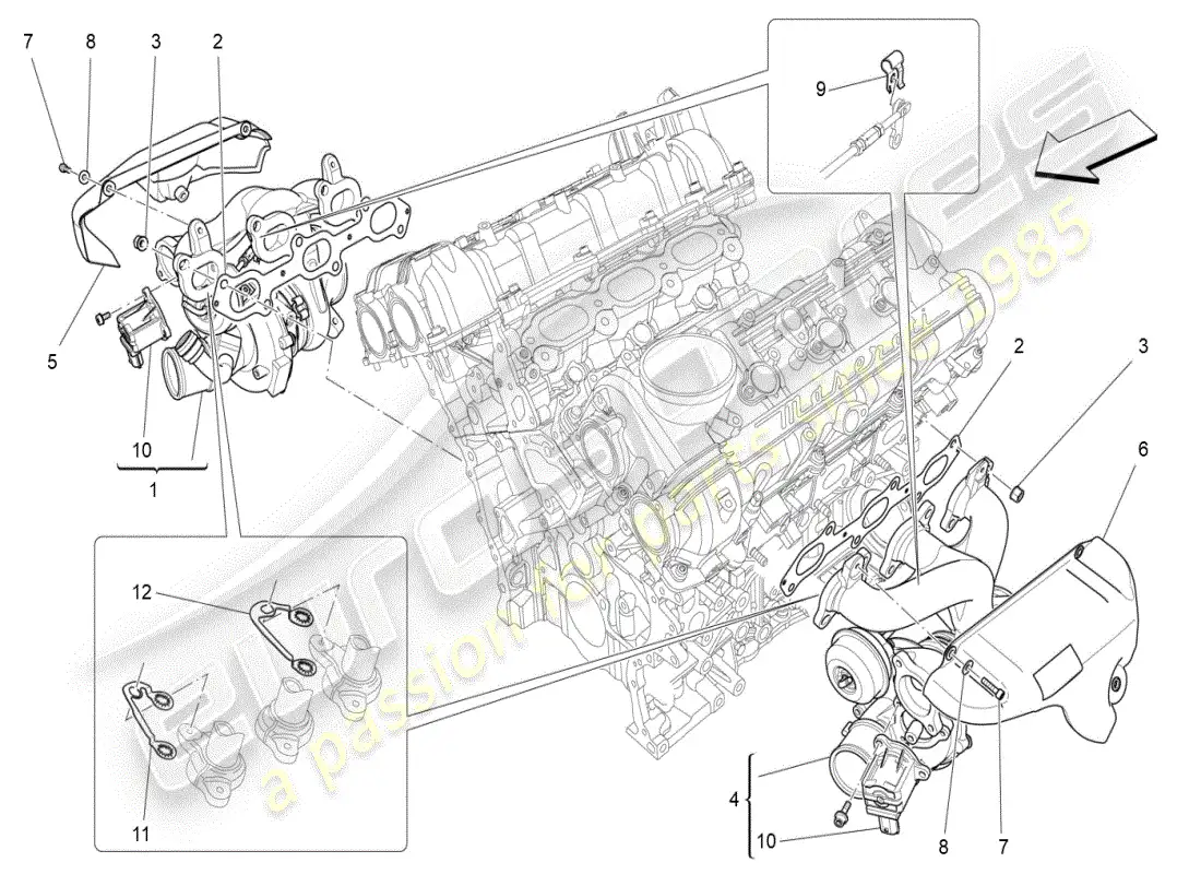 maserati ghibli (2019) sistema de turbocargación: equipos diagrama de piezas