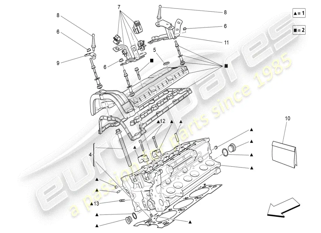 maserati ghibli (2019) culata derecha diagrama de piezas