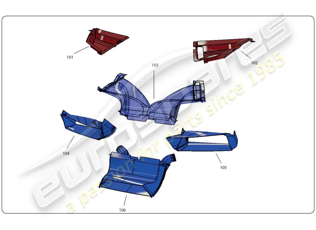 lamborghini super trofeo (2009-2014) diagrama de piezas del enfriador medio del conducto de aire