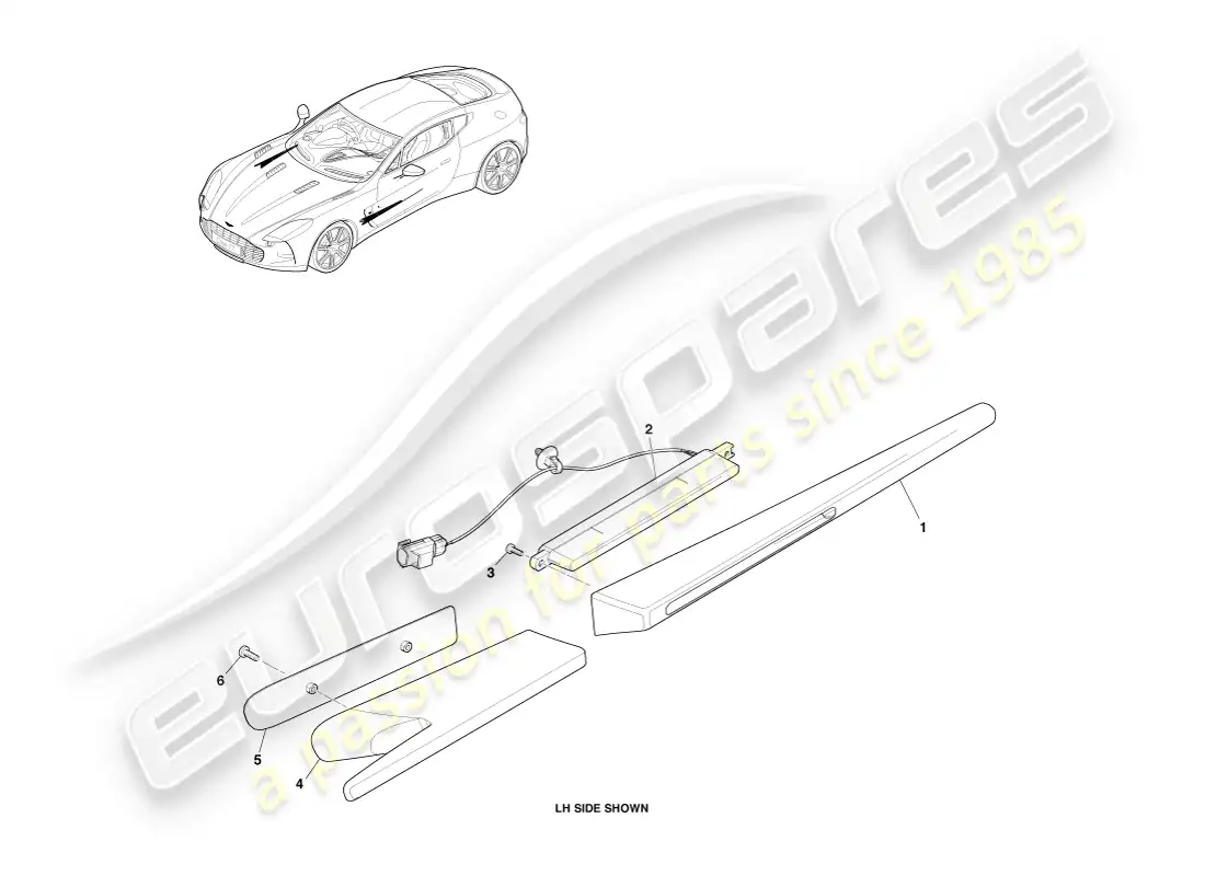 aston martin one-77 (2011) repetidores laterales diagrama de piezas