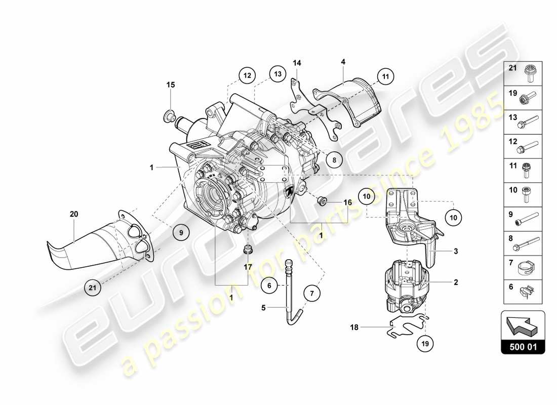 lamborghini centenario roadster (2017) diagrama de pieza del diferencial trasero
