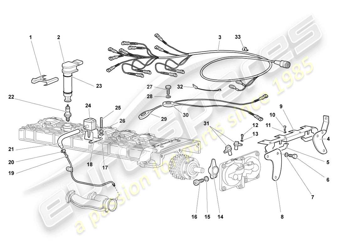 lamborghini murcielago coupe (2002) diagrama de piezas de la bujía