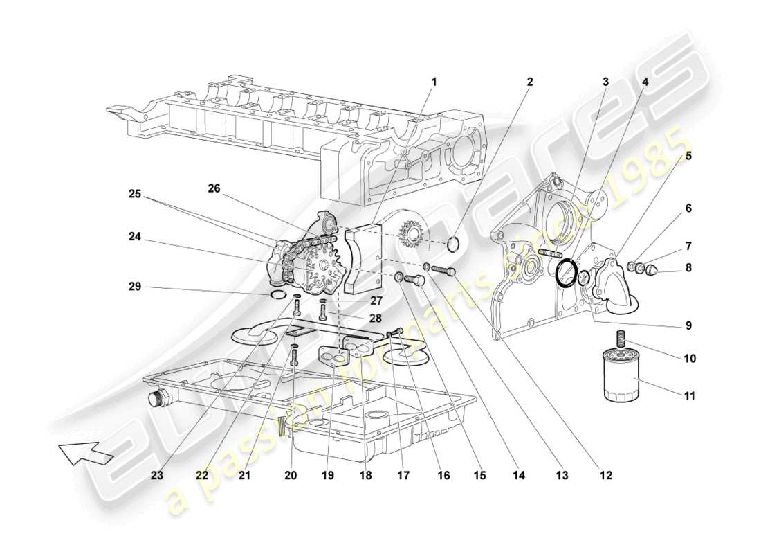lamborghini murcielago coupe (2002) diagrama de piezas de la bomba de aceite