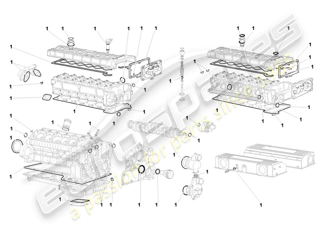 lamborghini murcielago roadster (2005) juego de juntas para motor diagrama de piezas