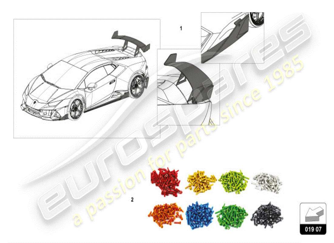 lamborghini huracan lp610-4 coupe (accessories) piezas de accesorio aerodinámicas diagrama de piezas