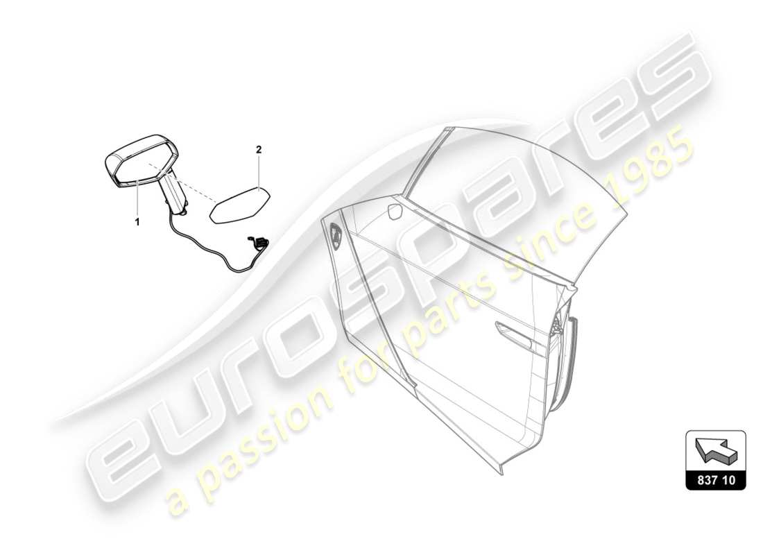 lamborghini centenario coupe (2017) espejo exterior diagrama de piezas