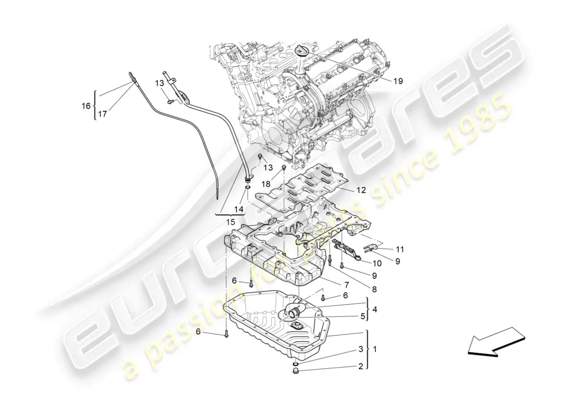 maserati ghibli (2017) sistema de lubricación: circuito y recogida diagrama de piezas