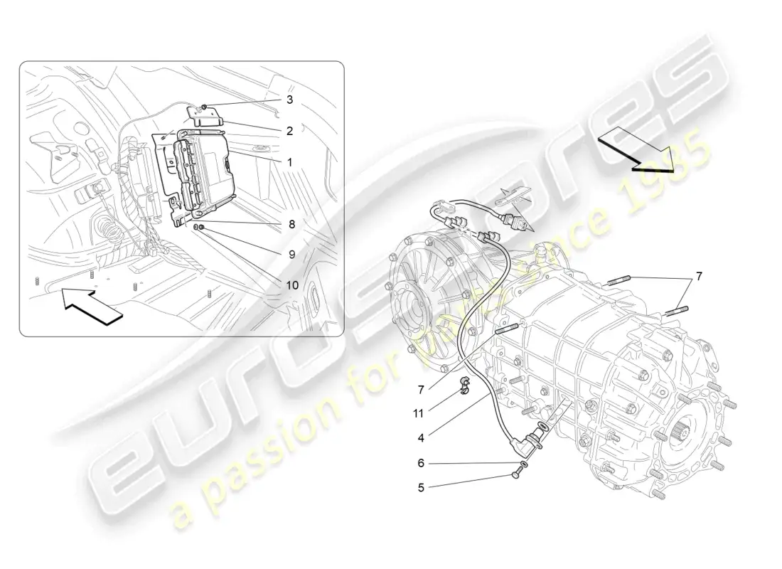 maserati granturismo mc stradale (2011) control electrónico (caja de cambios) diagrama de piezas