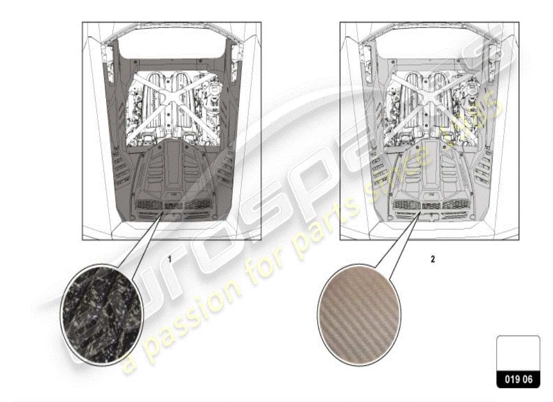 lamborghini huracan lp610-4 coupe (accessories) diagrama de piezas de la cubierta del motor