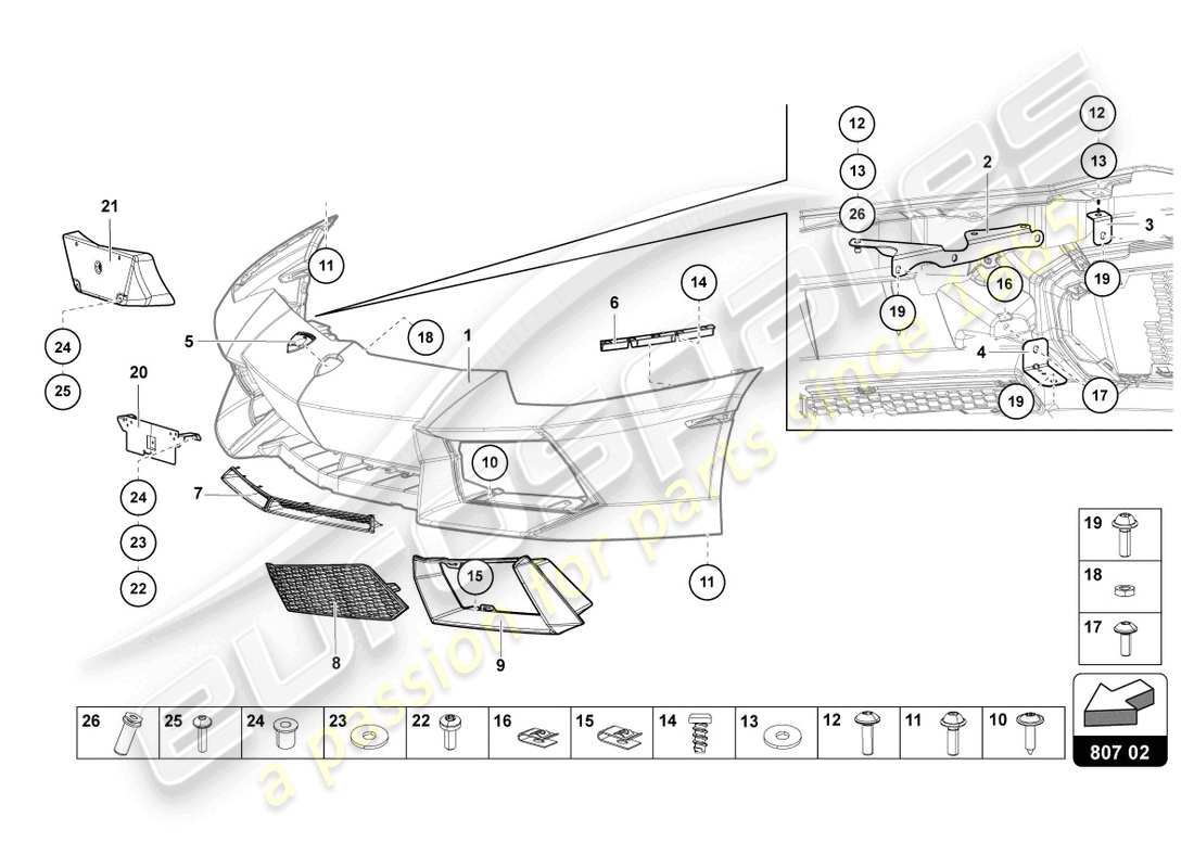 lamborghini lp700-4 roadster (2013) parachoques completo diagrama de pieza