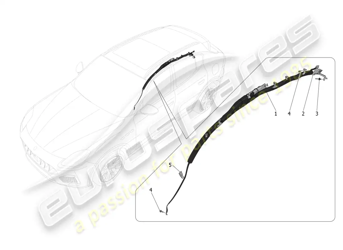 maserati grecale trofeo (2023) sistema de bolsa de ventana diagrama de piezas