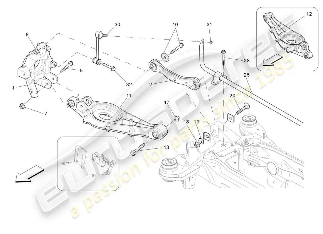 maserati levante modena s (2022) rear suspension diagrama de piezas