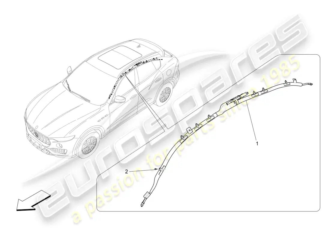 maserati levante (2019) sistema de bolsa de ventana diagrama de piezas