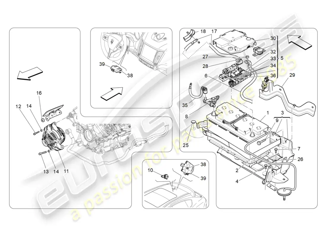 maserati levante modena s (2022) energy generation and accumulation diagrama de piezas