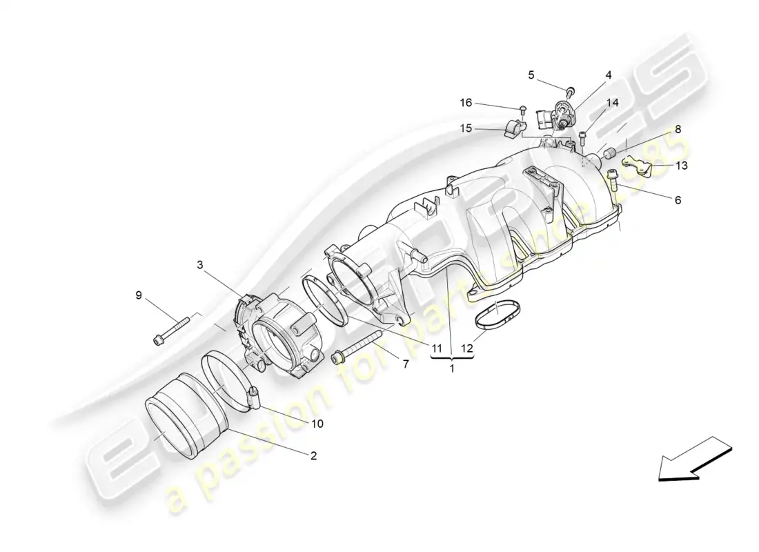 maserati levante zenga (2020) intake manifold and throttle body diagrama de piezas