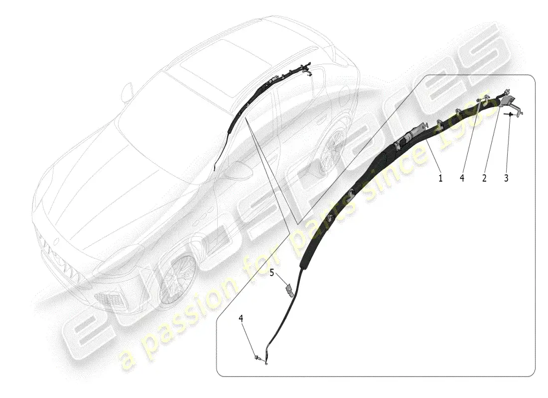 maserati grecale modena (2023) sistema de bolsa de ventana diagrama de piezas