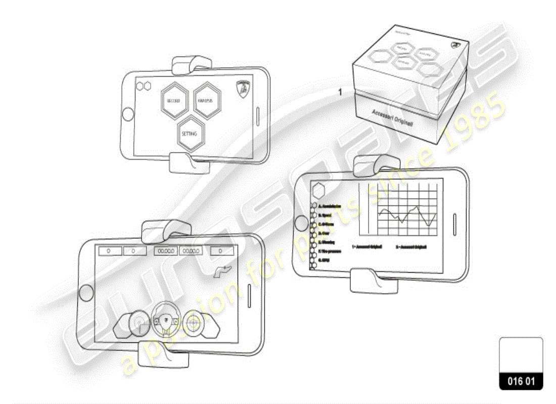 lamborghini huracan lp600-4 zhong coupe (accessories) diagrama de piezas de piezas eléctricas para sistema de grabación de vídeo y telemetría 'track & play'