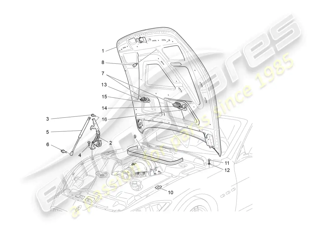 maserati granturismo mc stradale (2011) tapa delantera diagrama de piezas