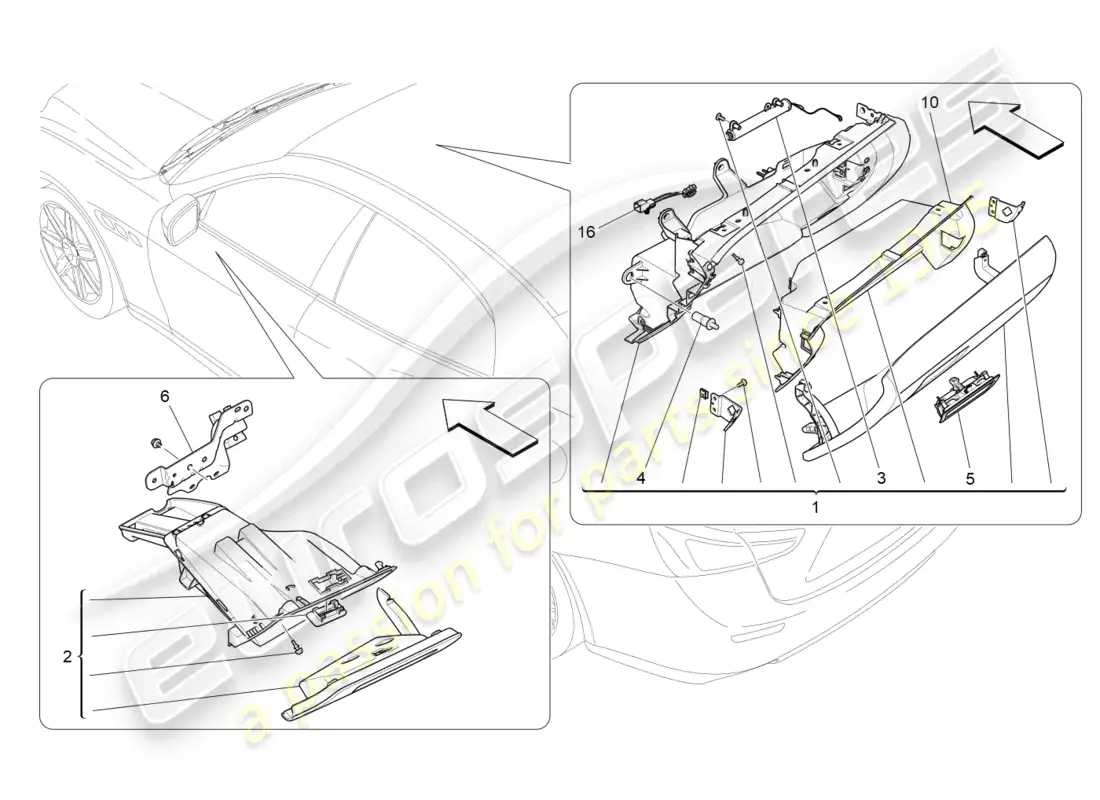 maserati ghibli (2015) guanteras diagrama de piezas