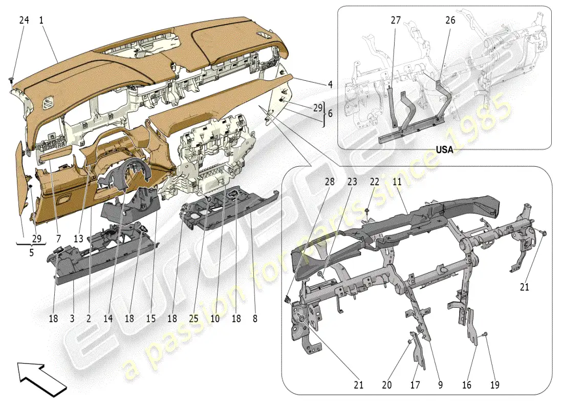 maserati grecale modena (2023) unidad de tablero diagrama de piezas