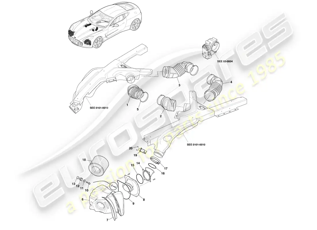 aston martin one-77 (2011) carga de aire diagrama de piezas