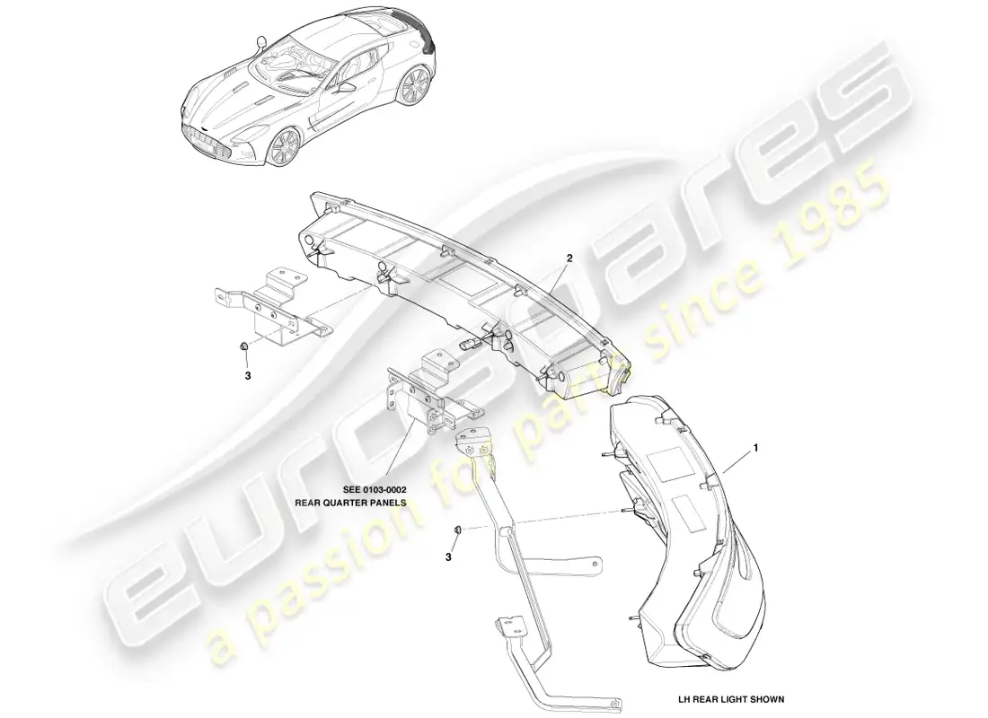 aston martin one-77 (2011) luces traseras diagrama de piezas