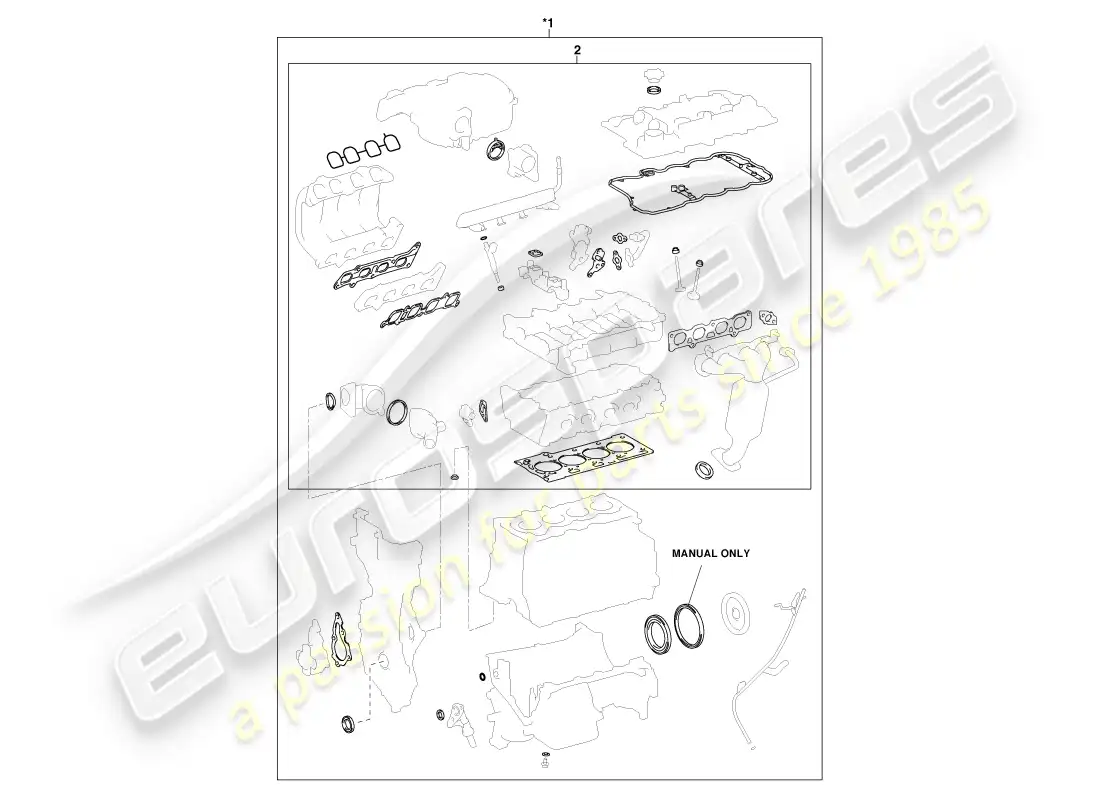 aston martin cygnet (2012) juegos de juntas diagrama de piezas