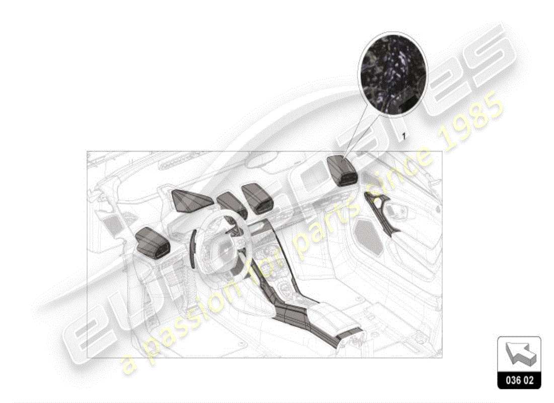 lamborghini huracan lp580-2 spyder (accessories) diagrama de piezas de decoración interior 'forjada'