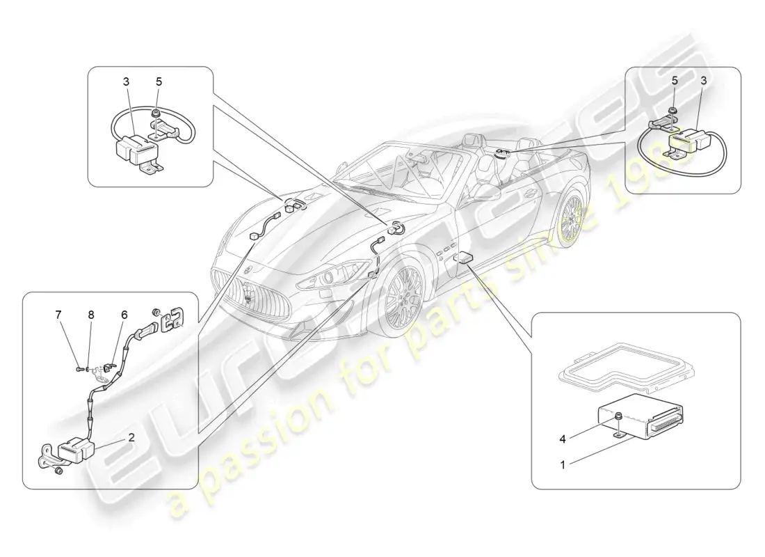 maserati grancabrio mc (2013) control electrónico (suspensión) diagrama de piezas