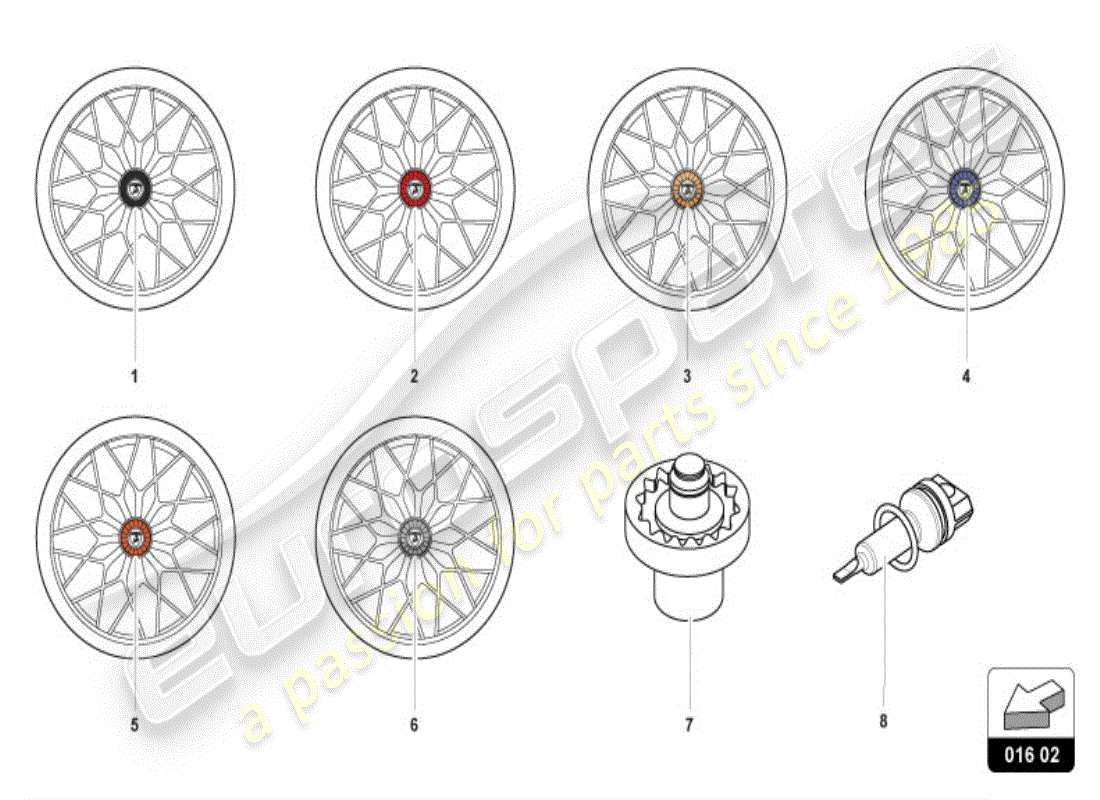 lamborghini huracan lp580-2 spyder (accessories) diagrama de piezas de la tuerca de rueda