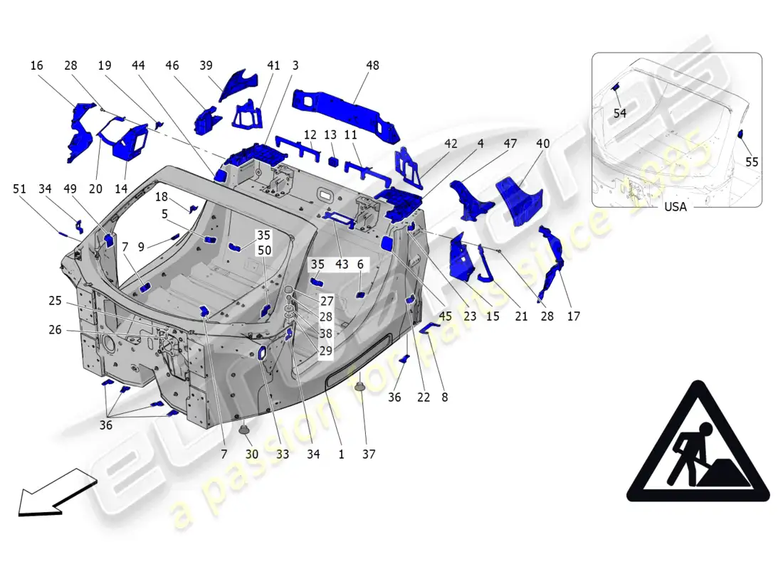maserati mc20 cielo (2023) monocasco central diagrama de piezas