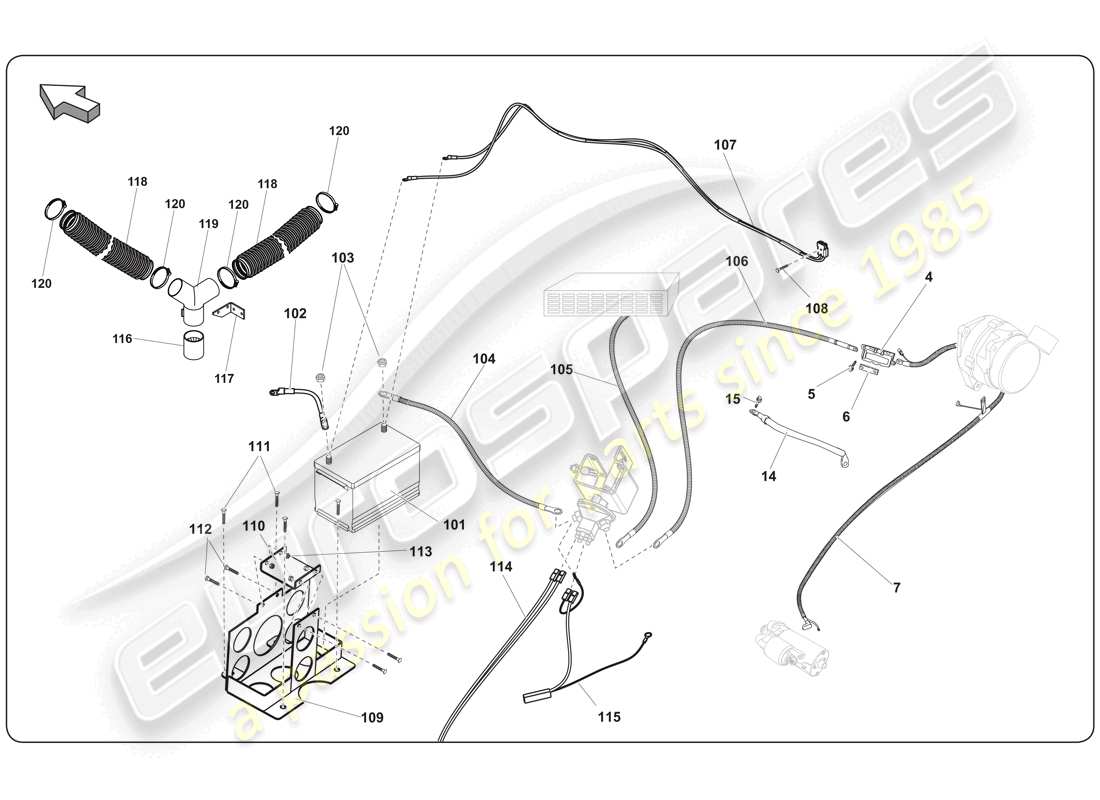 lamborghini super trofeo (2009-2014) electricidad diagrama de piezas
