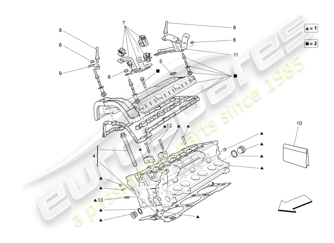 maserati levante (2017) culata derecha diagrama de piezas