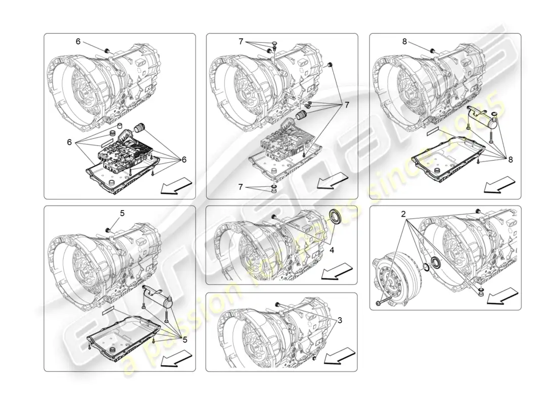 maserati levante (2019) carcasas de caja de cambios diagrama de piezas