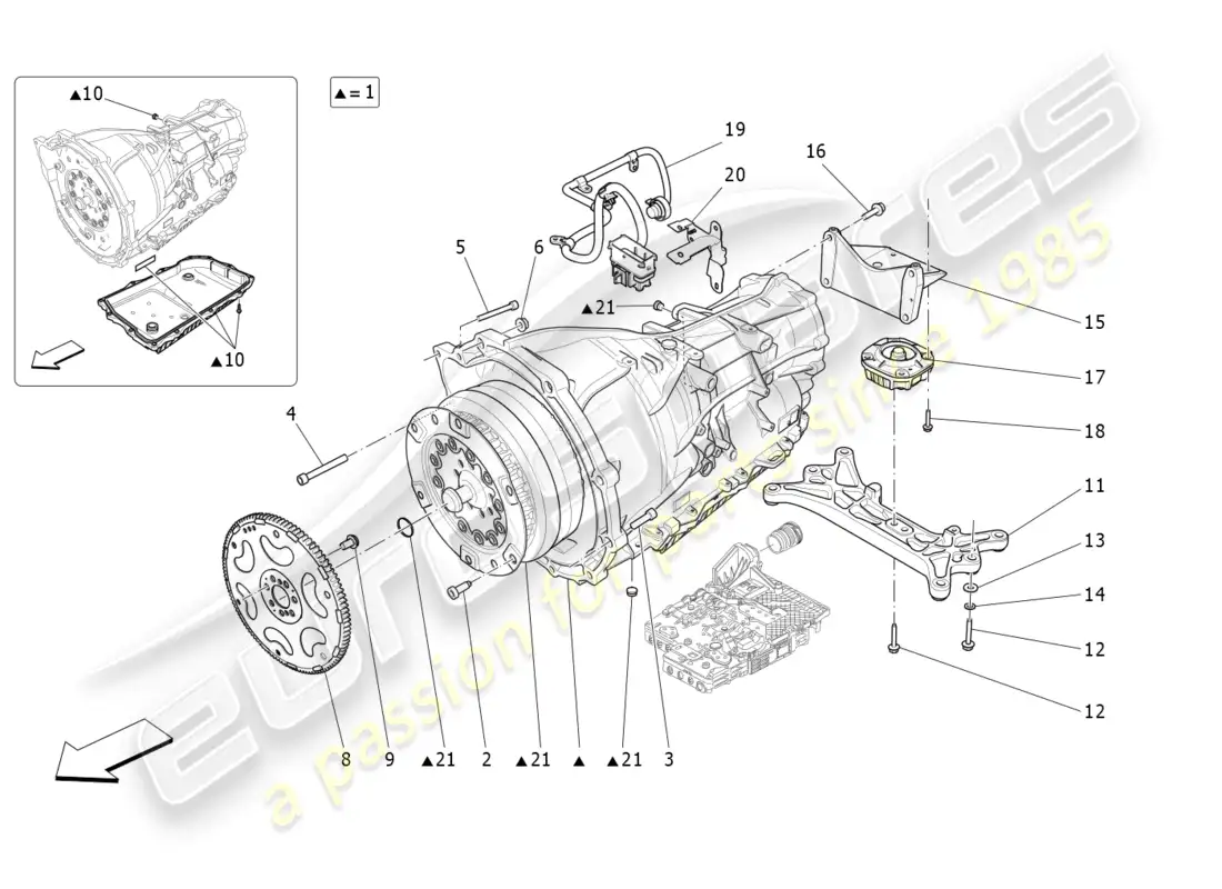 maserati ghibli fragment (2022) carcasas de caja de cambios diagrama de piezas