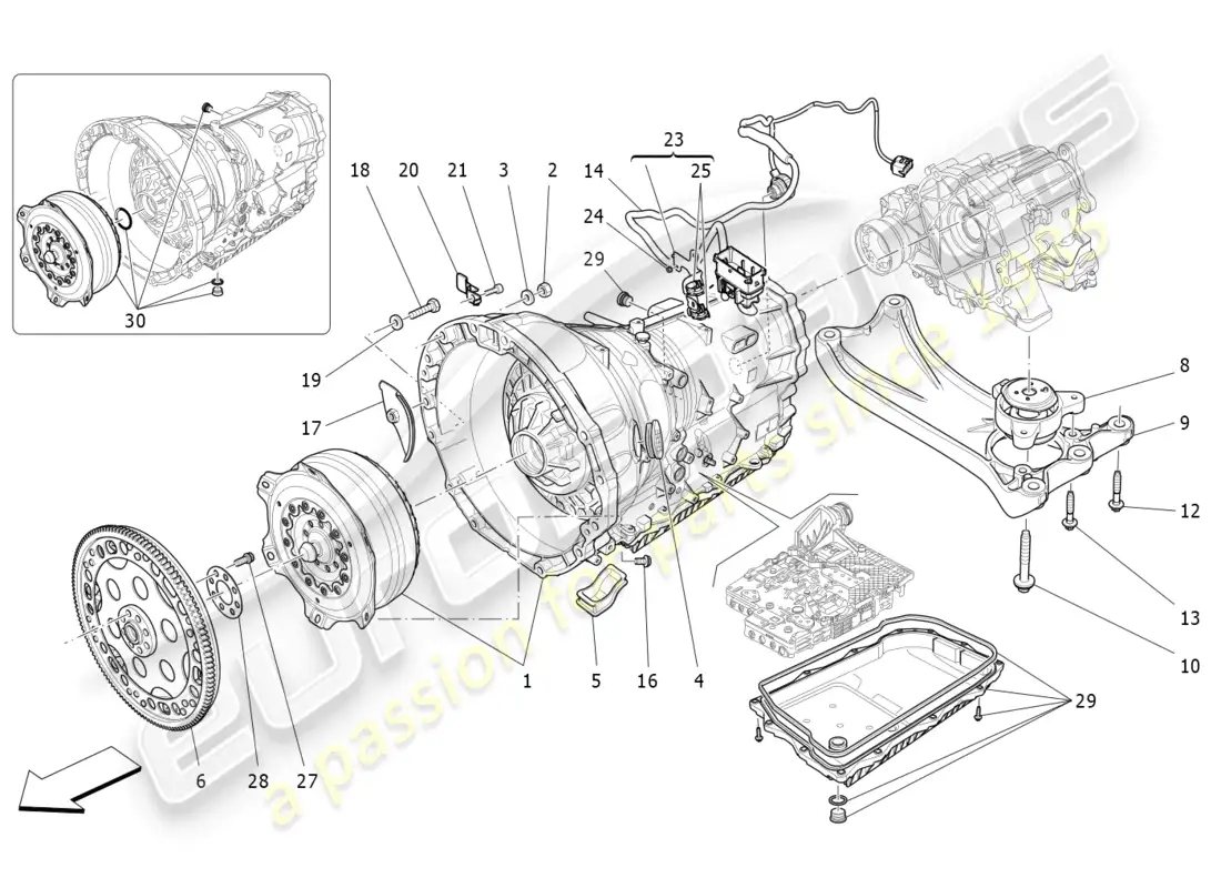 maserati levante modena s (2022) carcasas de caja de cambios diagrama de piezas