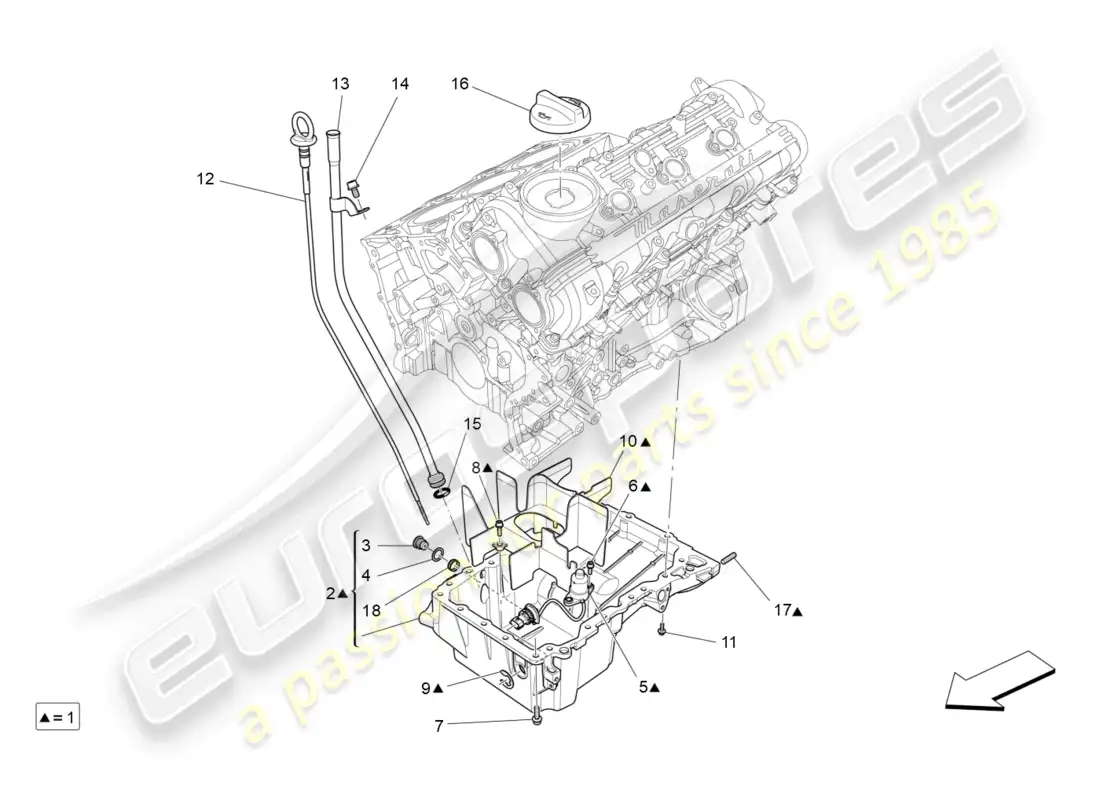 maserati ghibli (2017) sistema de lubricación: circuito y recogida diagrama de piezas