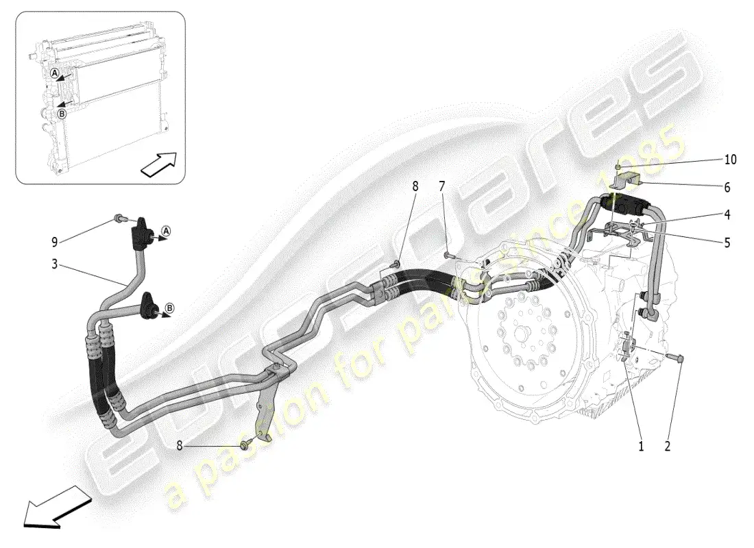 maserati grecale modena (2023) lubricación y refrigeración del aceite de la caja de cambios diagrama de piezas