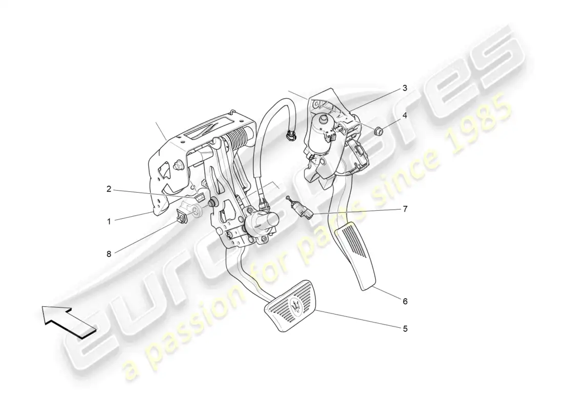 maserati levante (2020) unidad completa de pedal diagrama de piezas