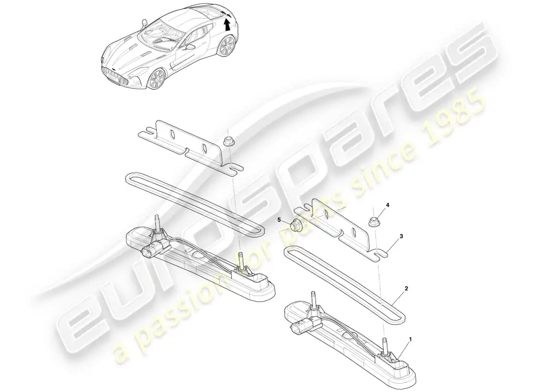 aston martin one-77 (2011) license plate lamps diagrama de piezas