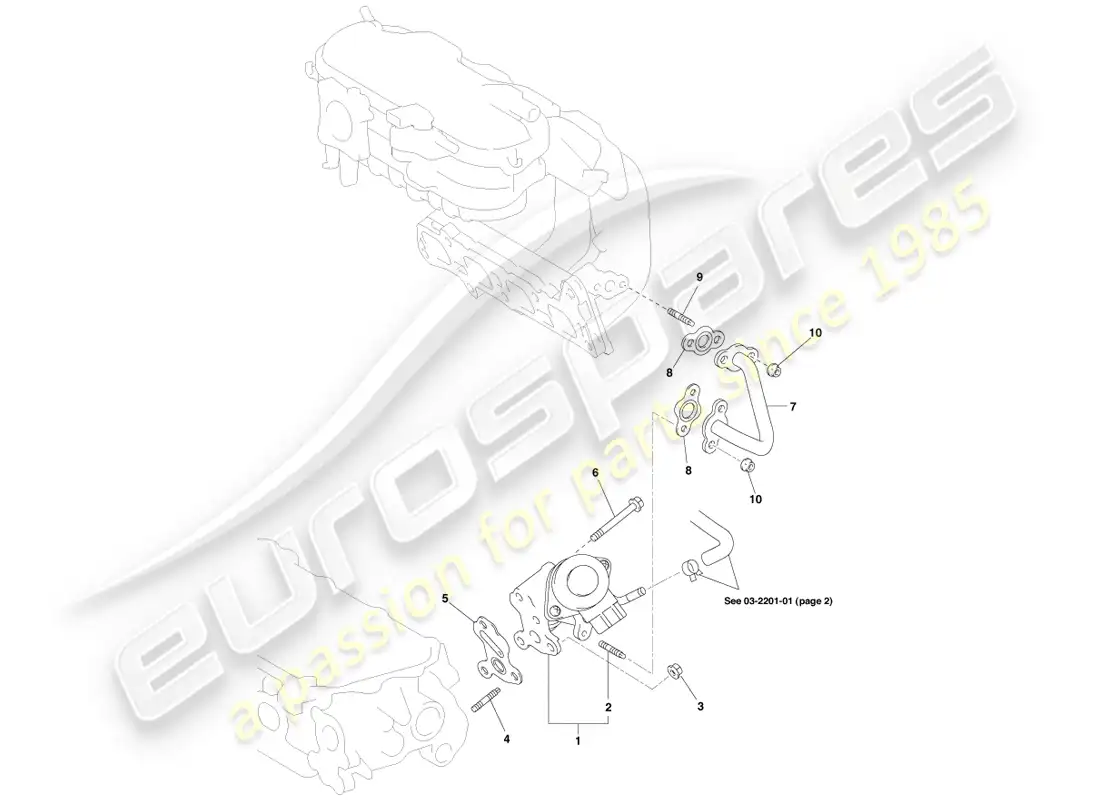 aston martin cygnet (2012) sistema de recirculación de gases de escape diagrama de piezas