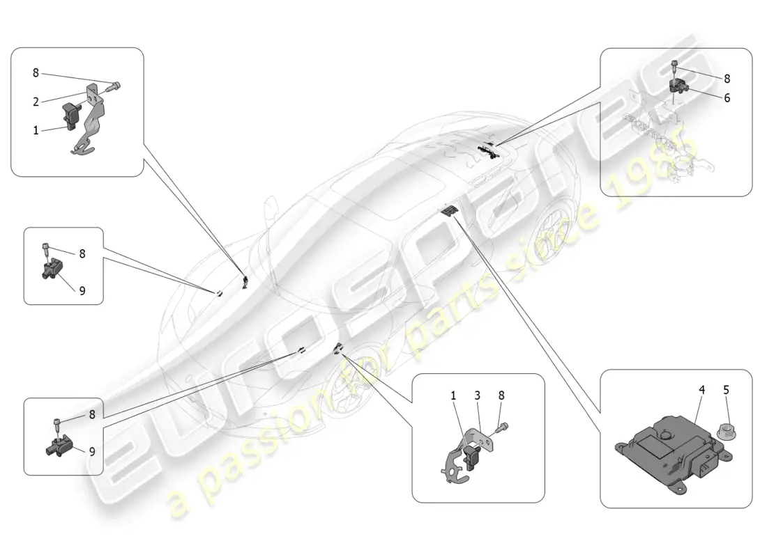 maserati mc20 (2023) control electrónico (suspensión) diagrama de piezas