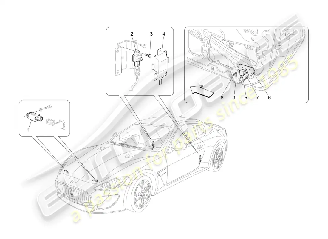maserati granturismo mc stradale (2012) sensores de accidente diagrama de piezas