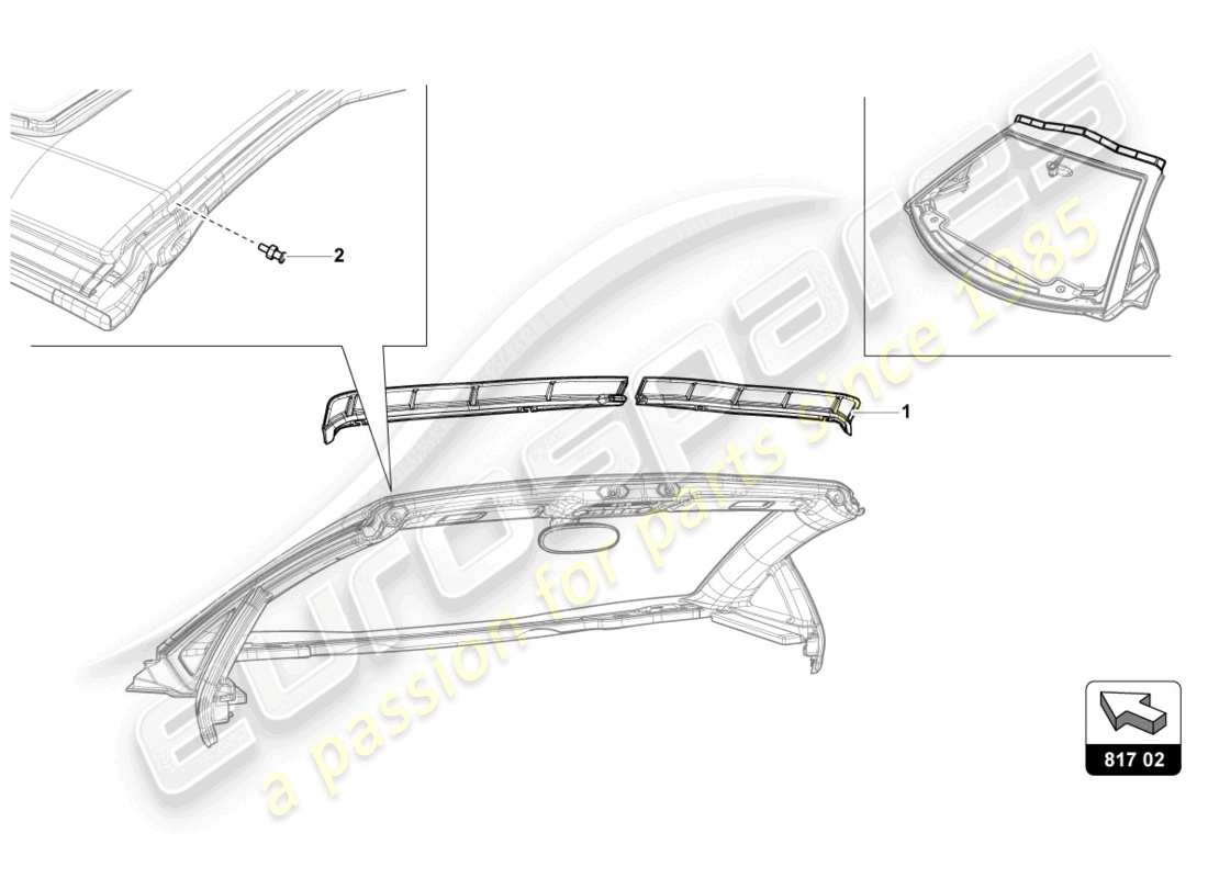 lamborghini lp770-4 svj roadster (2020) diagrama de piezas del cortavientos
