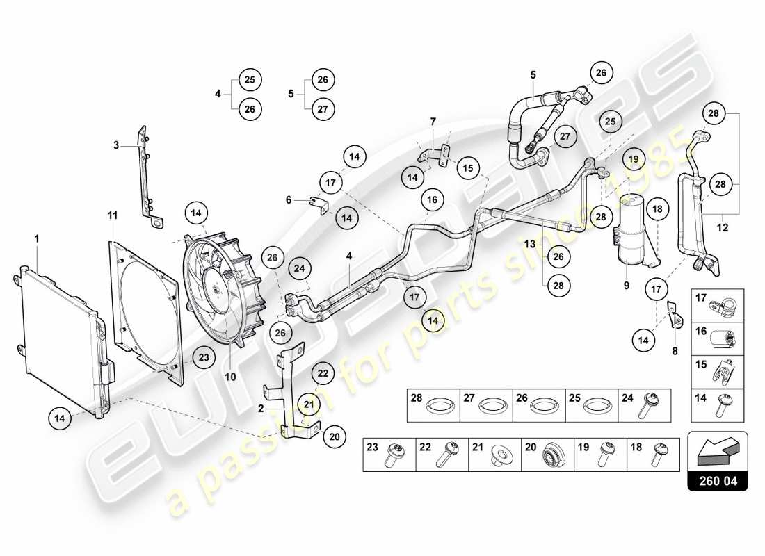 lamborghini centenario roadster (2017) condensador de a/c diagrama de piezas